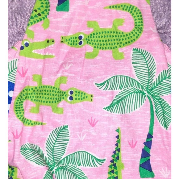 6/9 Ricrac & Ruffles Baby Girls Boutique Pink Green Alligator Bubble Romper - Picture 5 of 8